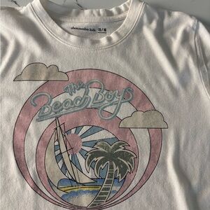 Abercrombie Kids White Tee with The Beach Boys Graphic .